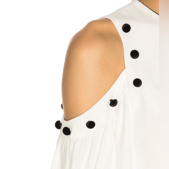 ALEXIS Erica Velvet Button Trim Cold Shoulder Blouse in Cream Size M - Picture 12 of 12